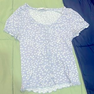 Purple with white flowers top